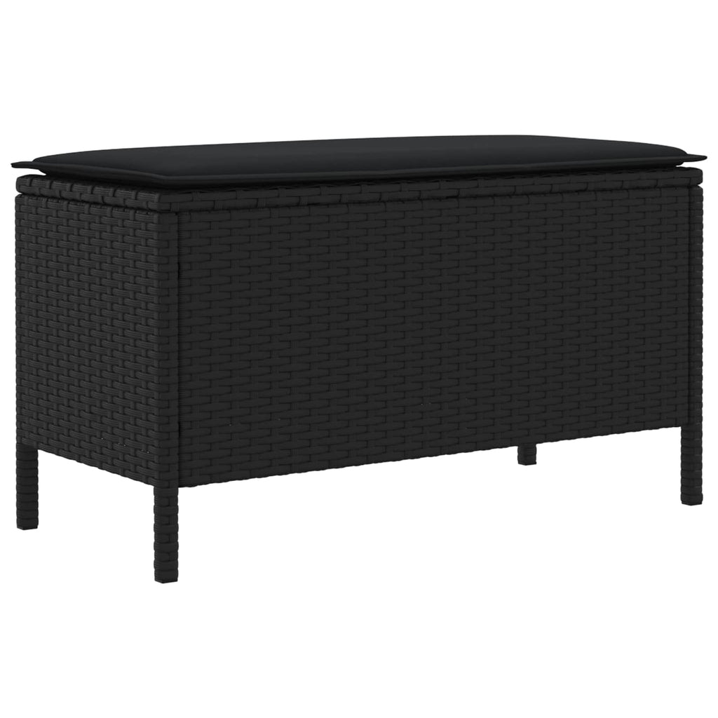 vidaXL Garten-Fußhocker mit Kissen Schwarz 80 x 38 x 45 cm PE-Rattan