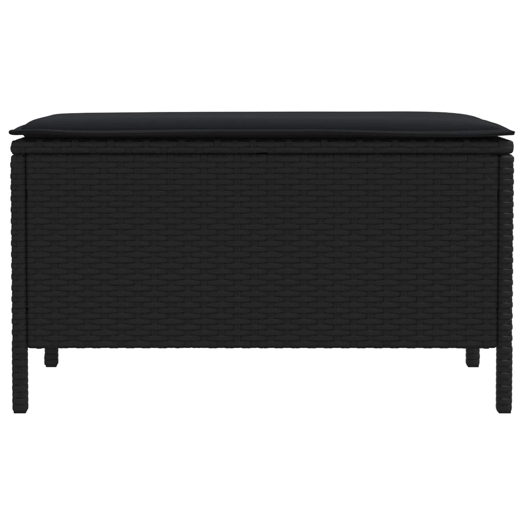 vidaXL Garten-Fußhocker mit Kissen Schwarz 80 x 38 x 45 cm PE-Rattan