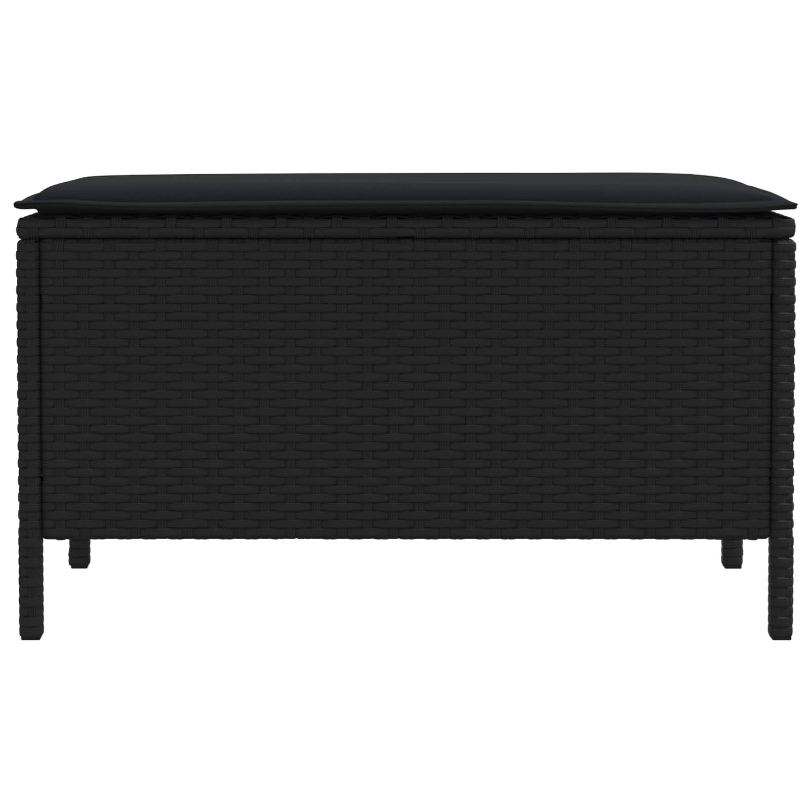 vidaXL Garten-Fußhocker mit Kissen Schwarz 80 x 38 x 45 cm PE-Rattan