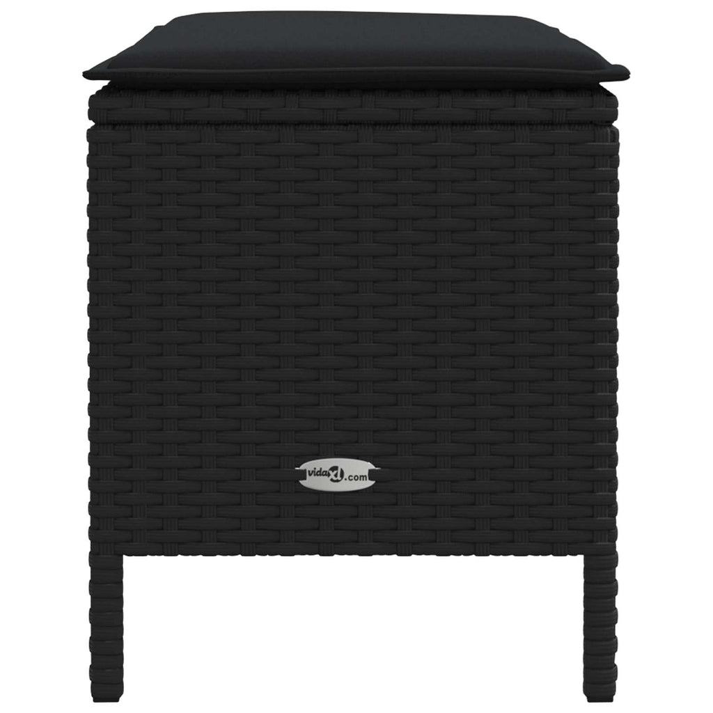 vidaXL Garten-Fußhocker mit Kissen Schwarz 80 x 38 x 45 cm PE-Rattan