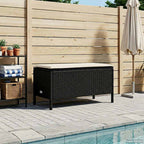 vidaXL Garten-Fußhocker Schwarz und Creme 80 x 38 x 45 cm PE-Rattan