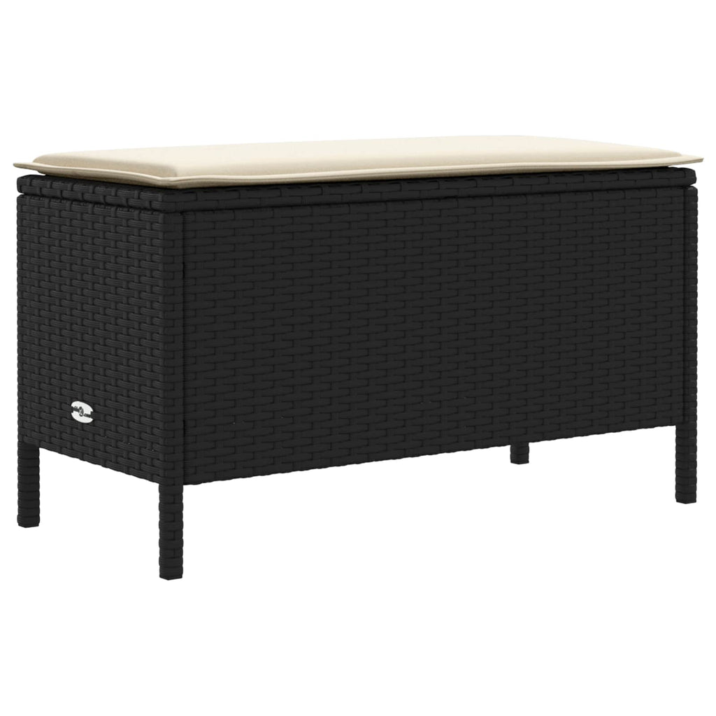 vidaXL Garten-Fußhocker Schwarz und Creme 80 x 38 x 45 cm PE-Rattan