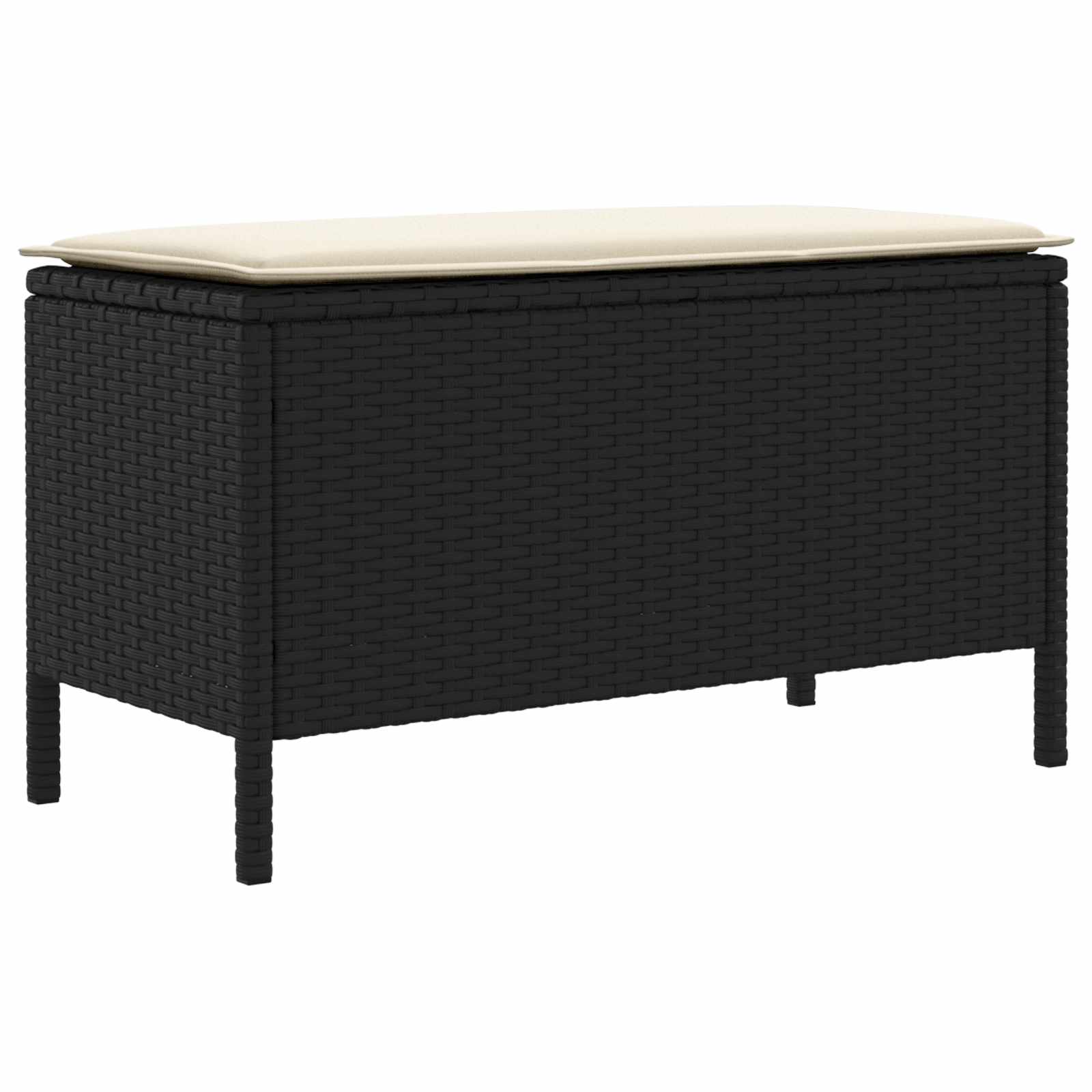 vidaXL Garten-Fußhocker Schwarz und Creme 80 x 38 x 45 cm PE-Rattan