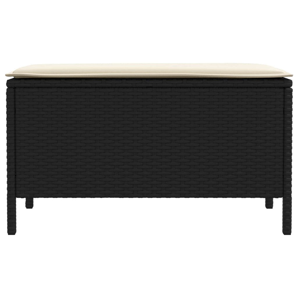 vidaXL Garten-Fußhocker Schwarz und Creme 80 x 38 x 45 cm PE-Rattan