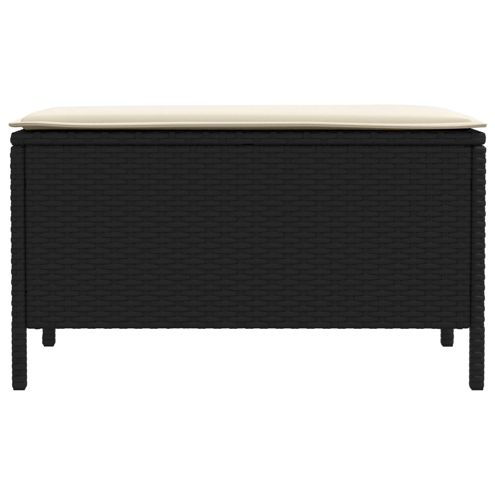 vidaXL Garten-Fußhocker Schwarz und Creme 80 x 38 x 45 cm PE-Rattan