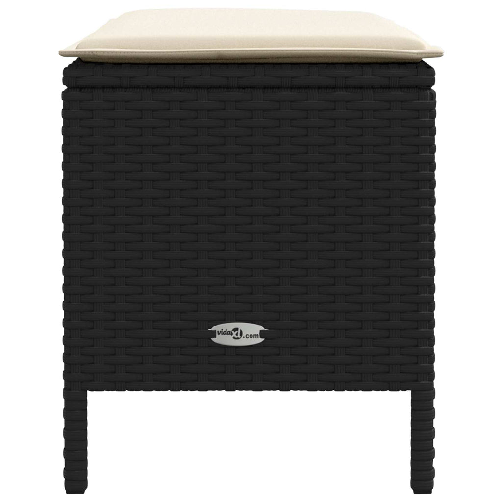 vidaXL Garten-Fußhocker Schwarz und Creme 80 x 38 x 45 cm PE-Rattan