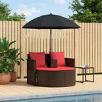 vidaXL Garten-Sofa Braun und Rot 168 x 168 x 180 cm Polyrattan