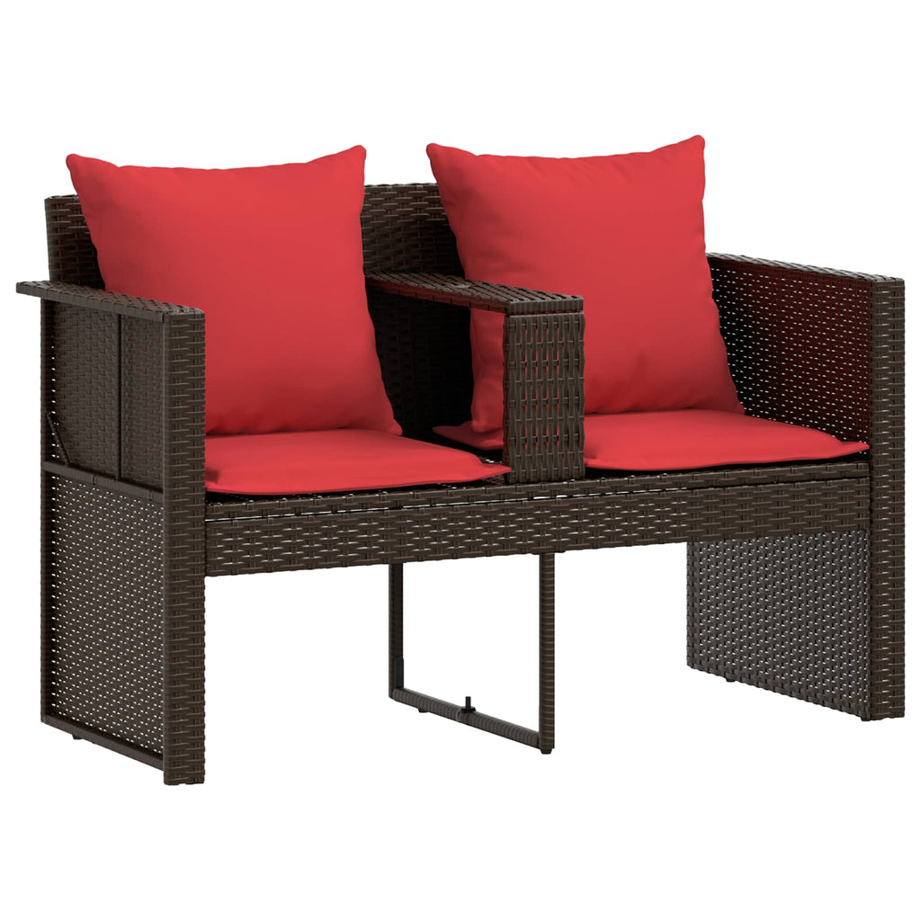 vidaXL Garten-Sofa Braun und Rot 168 x 168 x 180 cm Polyrattan