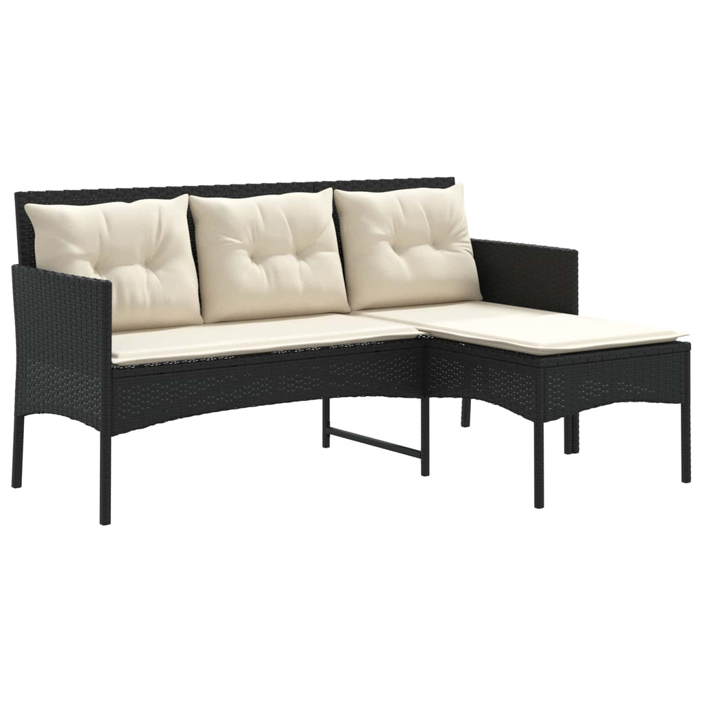 vidaXL Gartensofa-set mit Kissen 2 pcs Schwarz und Creme Poly-Rattan