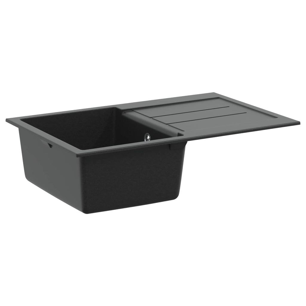 vidaXL Waschbecken Schwarz 780 x 500 mm 80% Quarz und 20% Harz