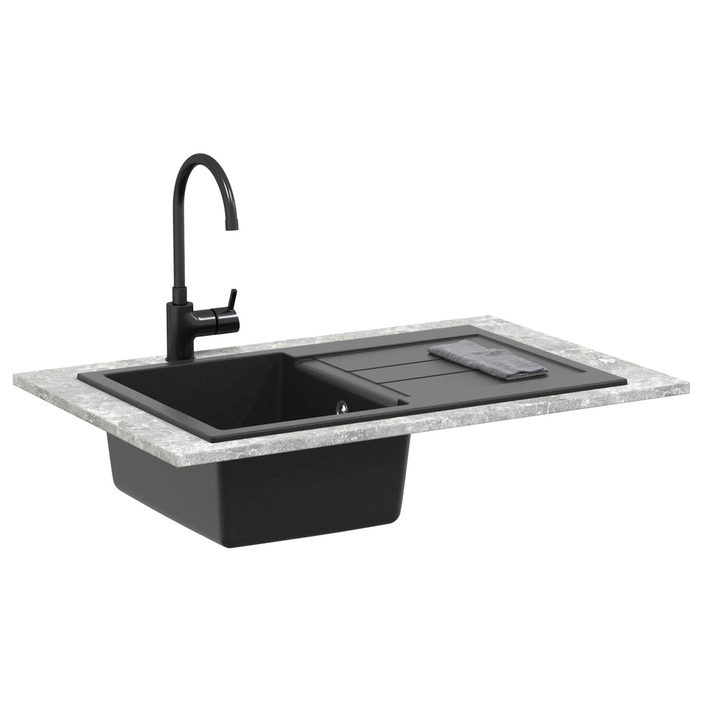 vidaXL Waschbecken Schwarz 780 x 500 mm 80% Quarz und 20% Harz