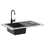 vidaXL Waschbecken Schwarz 780 x 500 mm 80% Quarz und 20% Harz