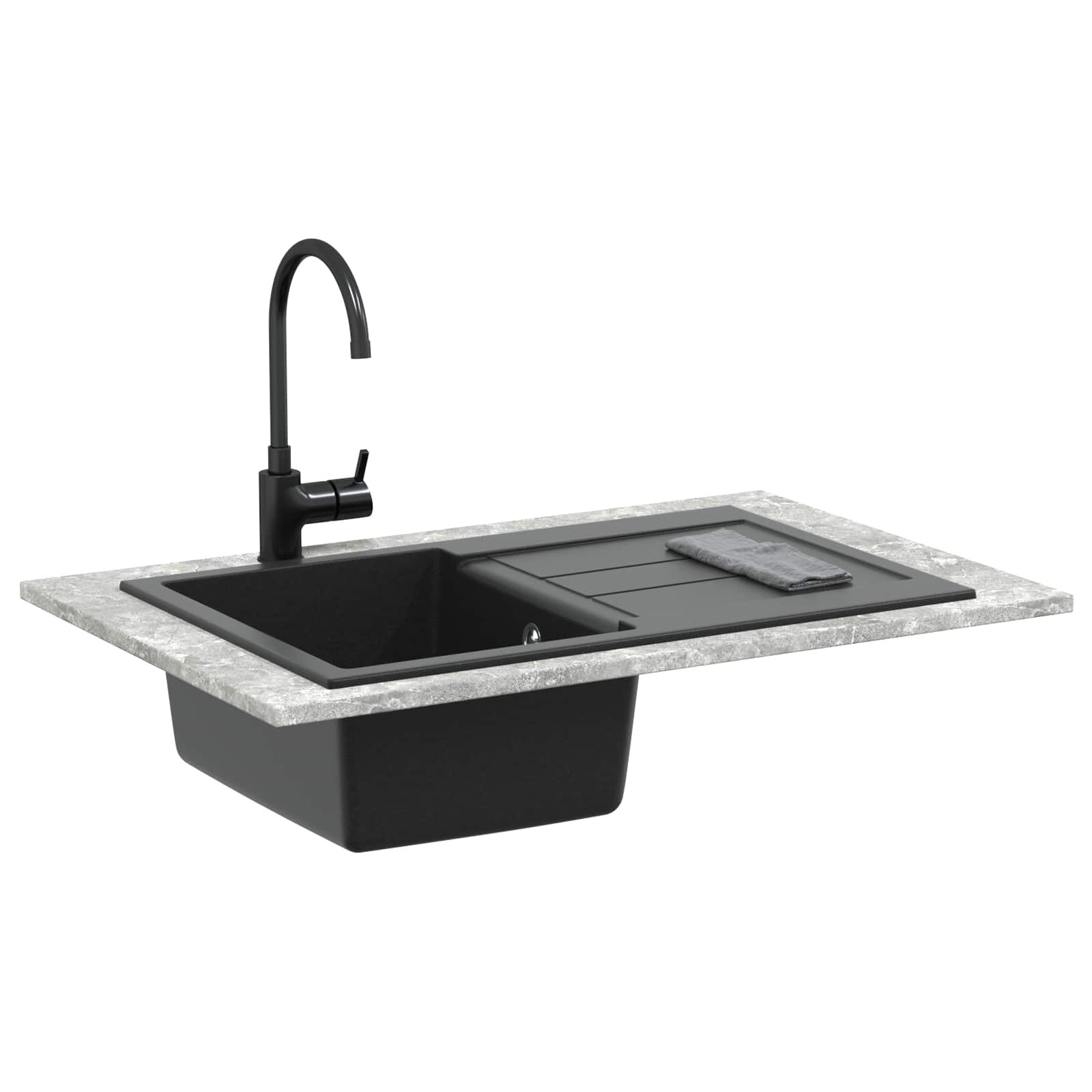 vidaXL Waschbecken Schwarz 780 x 500 mm 80% Quarz und 20% Harz