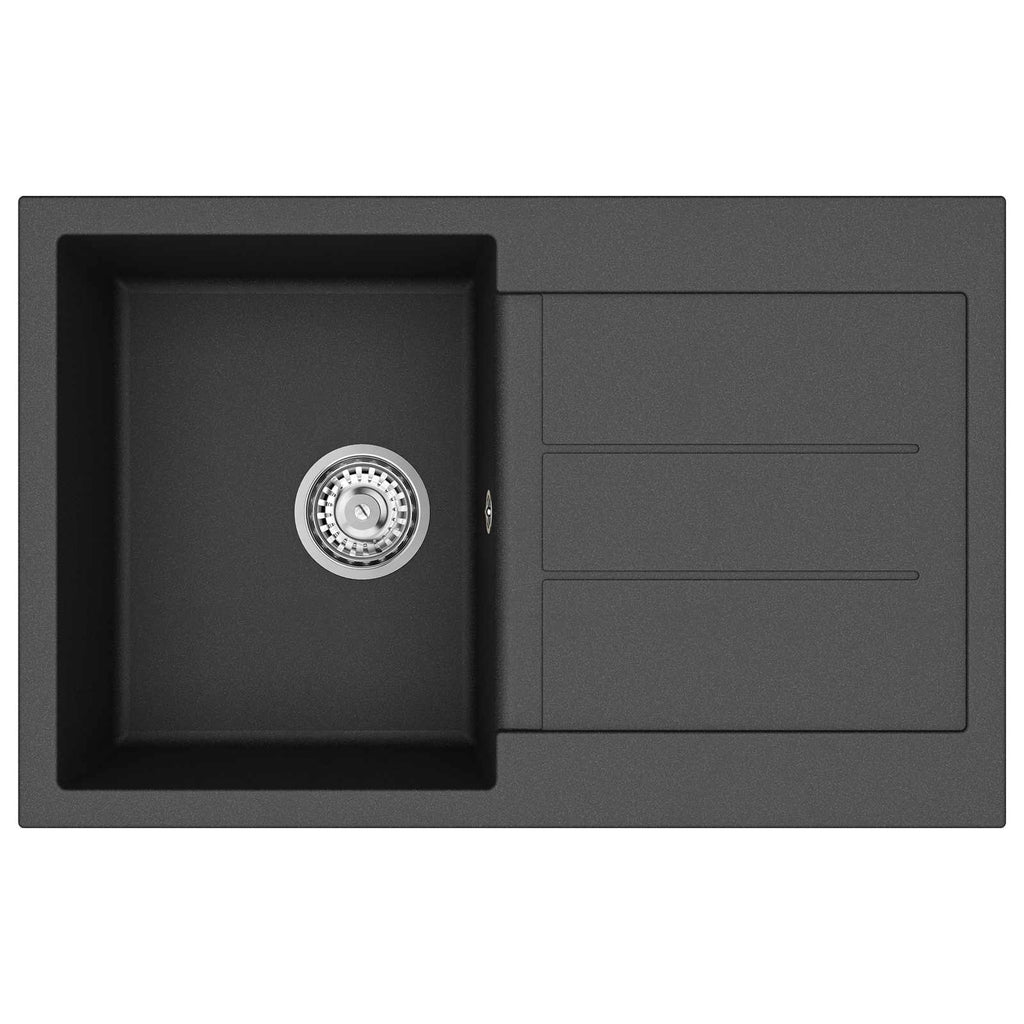 vidaXL Waschbecken Schwarz 780 x 500 mm 80% Quarz und 20% Harz