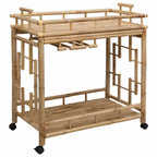 vidaXL Weintrolley mit Rädern Natur 85 x 50 x 93 cm Bambus