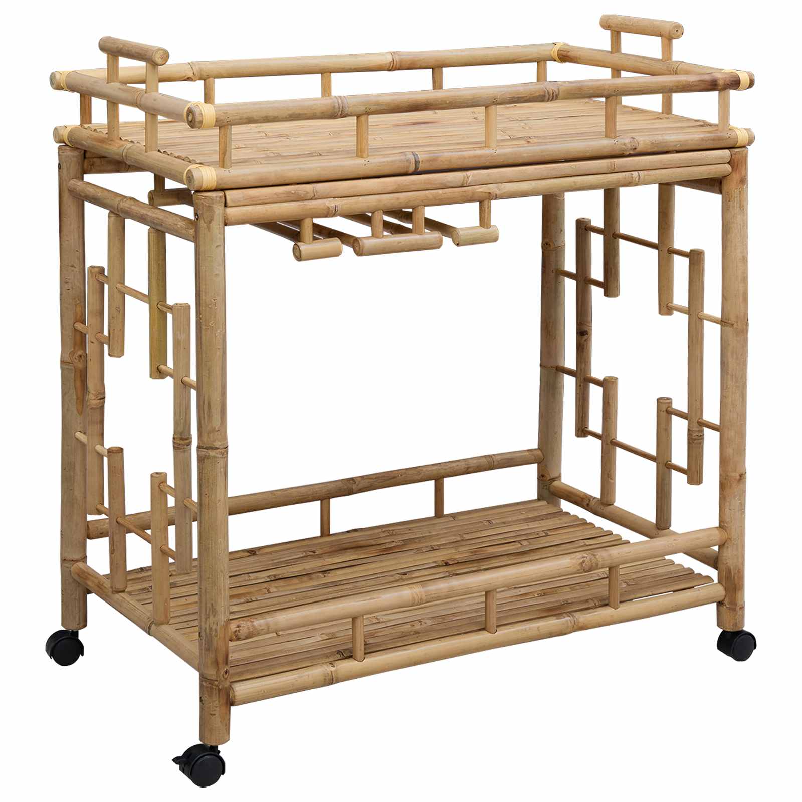 vidaXL Weintrolley mit Rädern Natur 85 x 50 x 93 cm Bambus