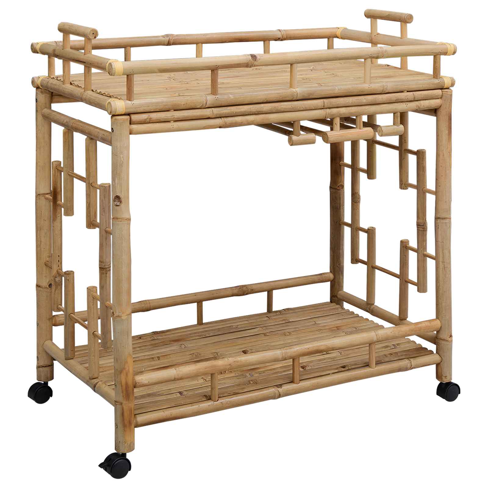 vidaXL Weintrolley mit Rädern Natur 85 x 50 x 93 cm Bambus