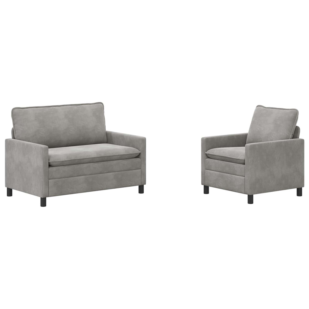 vidaXL Sofa Set 2 pcs Hellgrau Samt