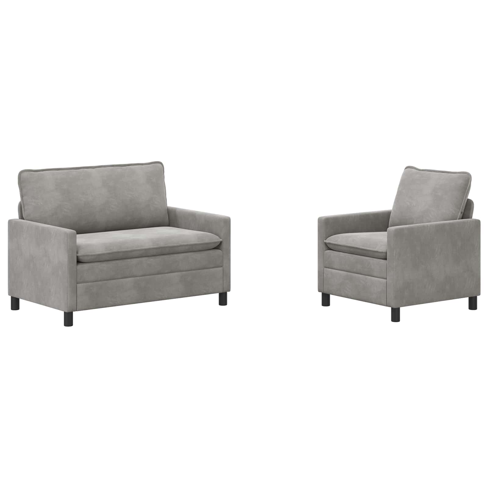 vidaXL Sofa Set 2 pcs Hellgrau Samt