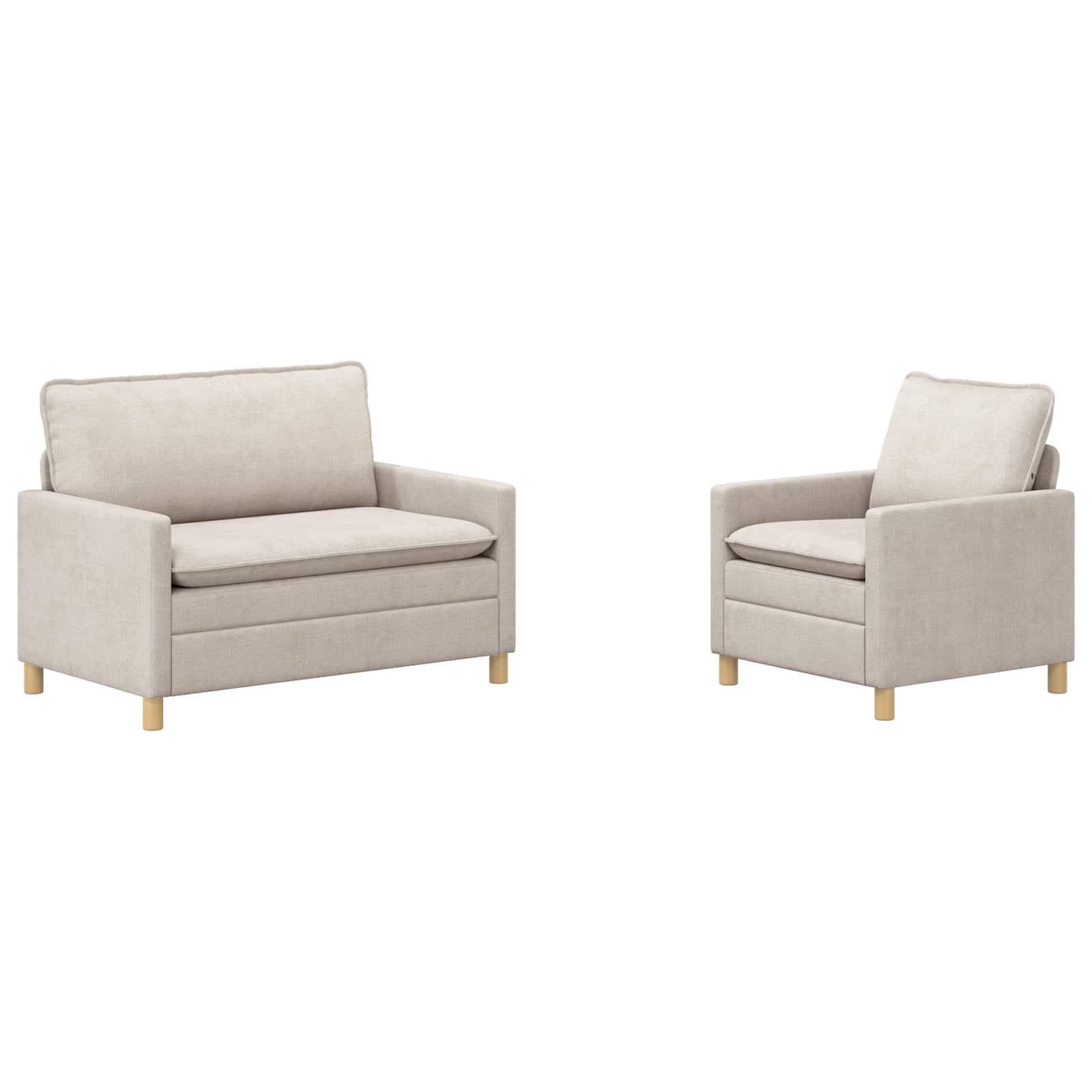 vidaXL Sofa Set 2 pcs Creme Polyester