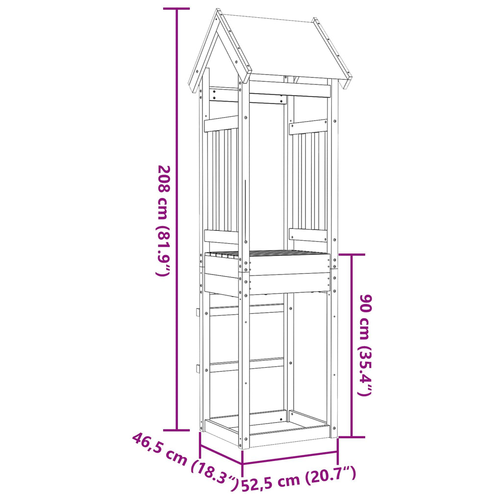 vidaXL Spielturm Braun 52,5 x 46,5 x 208 cm Massives Douglasienholz
