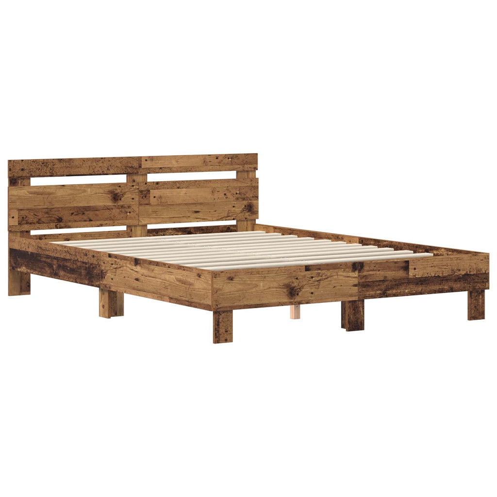 vidaXL Bettrahmen mit Kopfteil Altholz 160 x 200 cm Holzwerkstoff