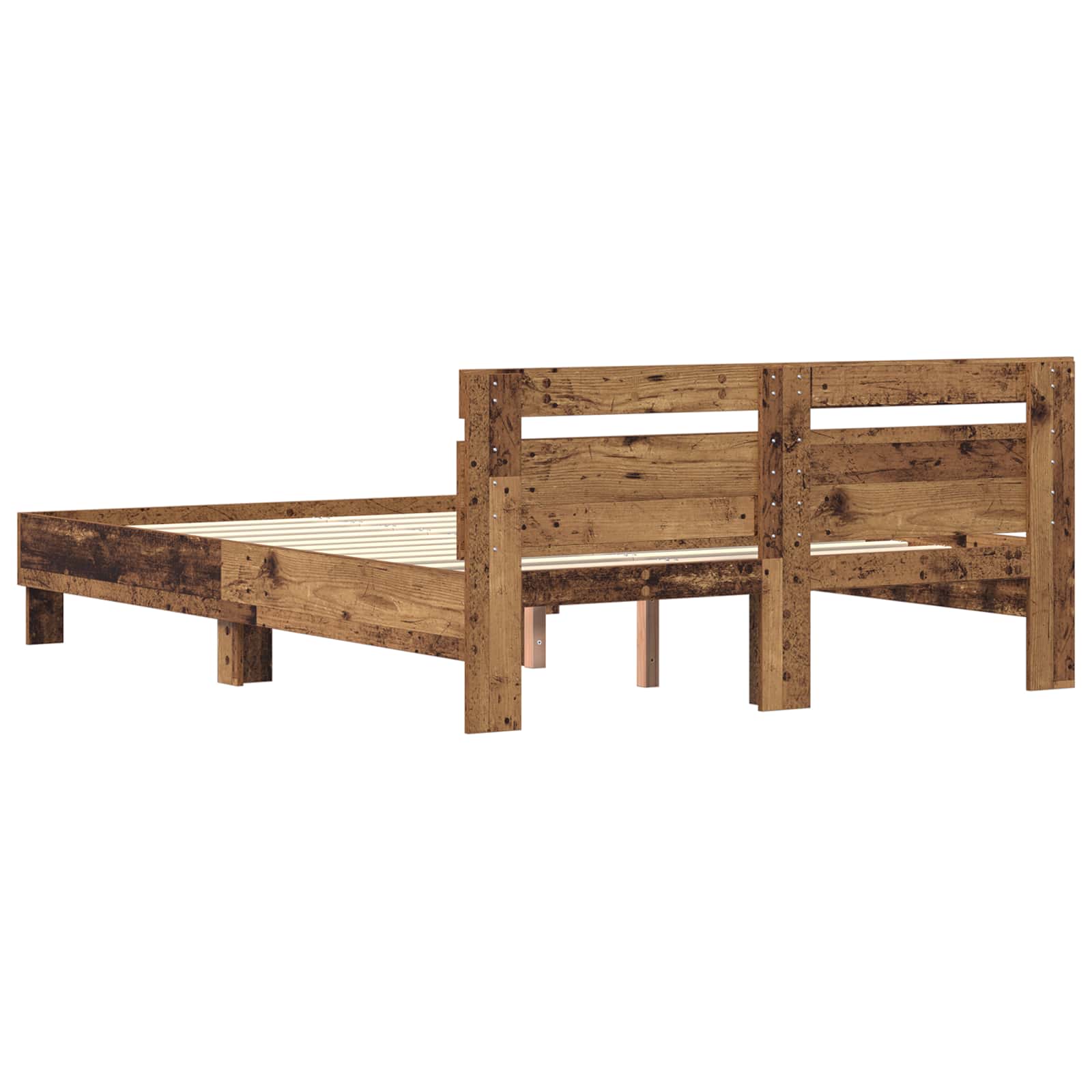 vidaXL Bettrahmen mit Kopfteil Altholz 160 x 200 cm Holzwerkstoff