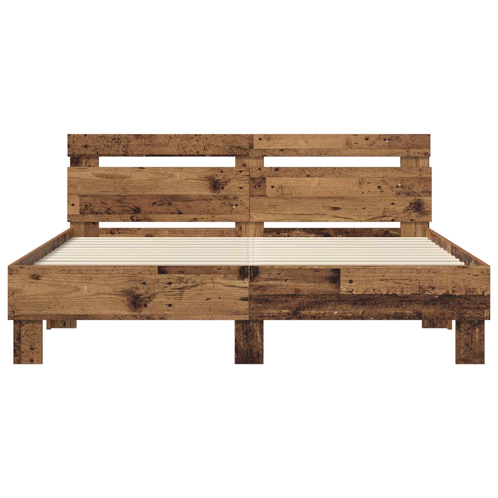 vidaXL Bettrahmen mit Kopfteil Altholz 160 x 200 cm Holzwerkstoff