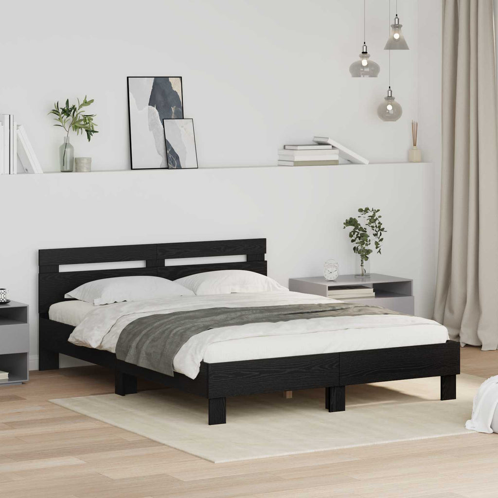 vidaXL Bettrahmen Schwarz Eichen-Optik 160 x 200 cm Holzwerkstoff