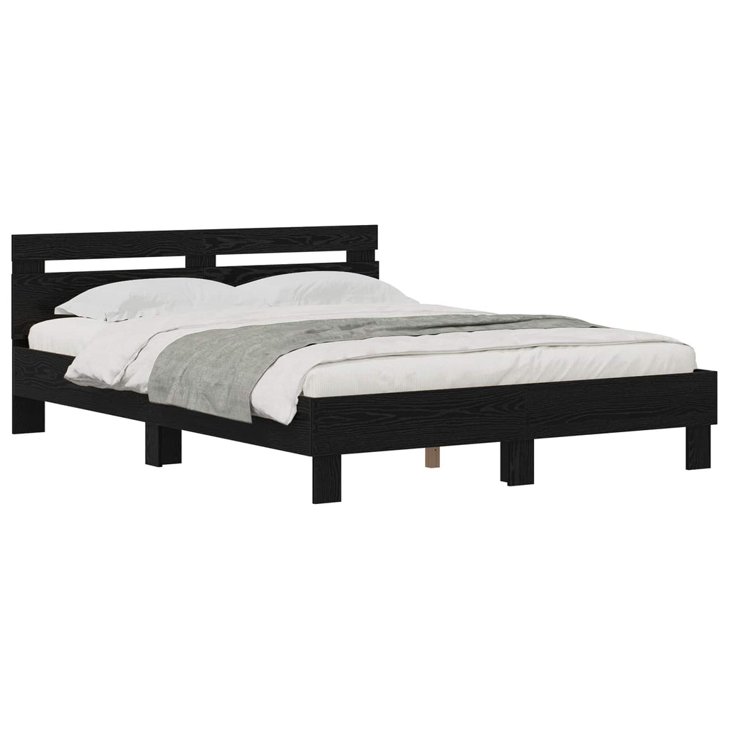 vidaXL Bettrahmen Schwarz Eichen-Optik 160 x 200 cm Holzwerkstoff