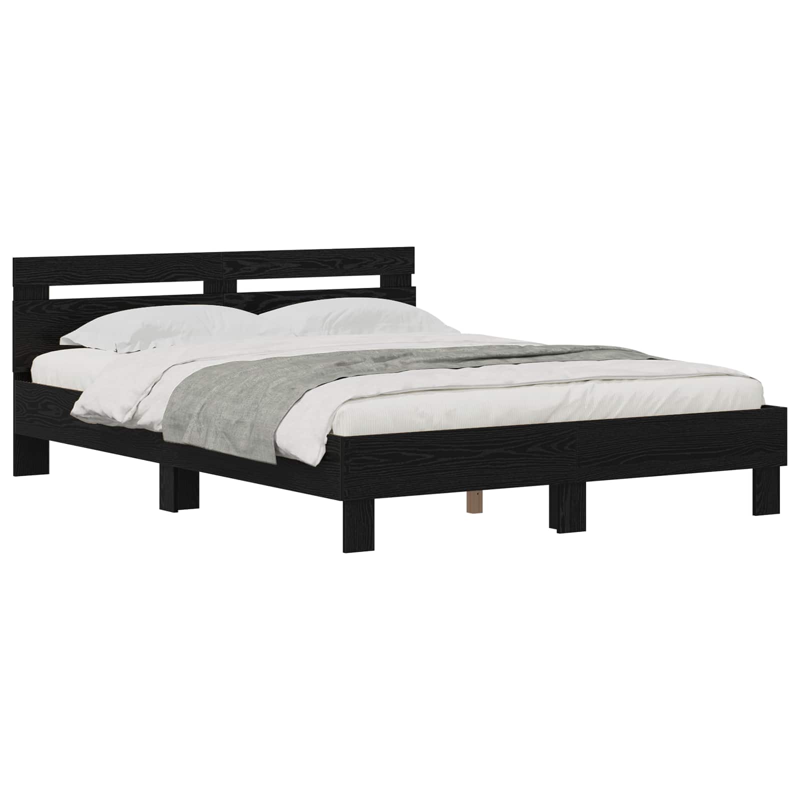 vidaXL Bettrahmen Schwarz Eichen-Optik 160 x 200 cm Holzwerkstoff