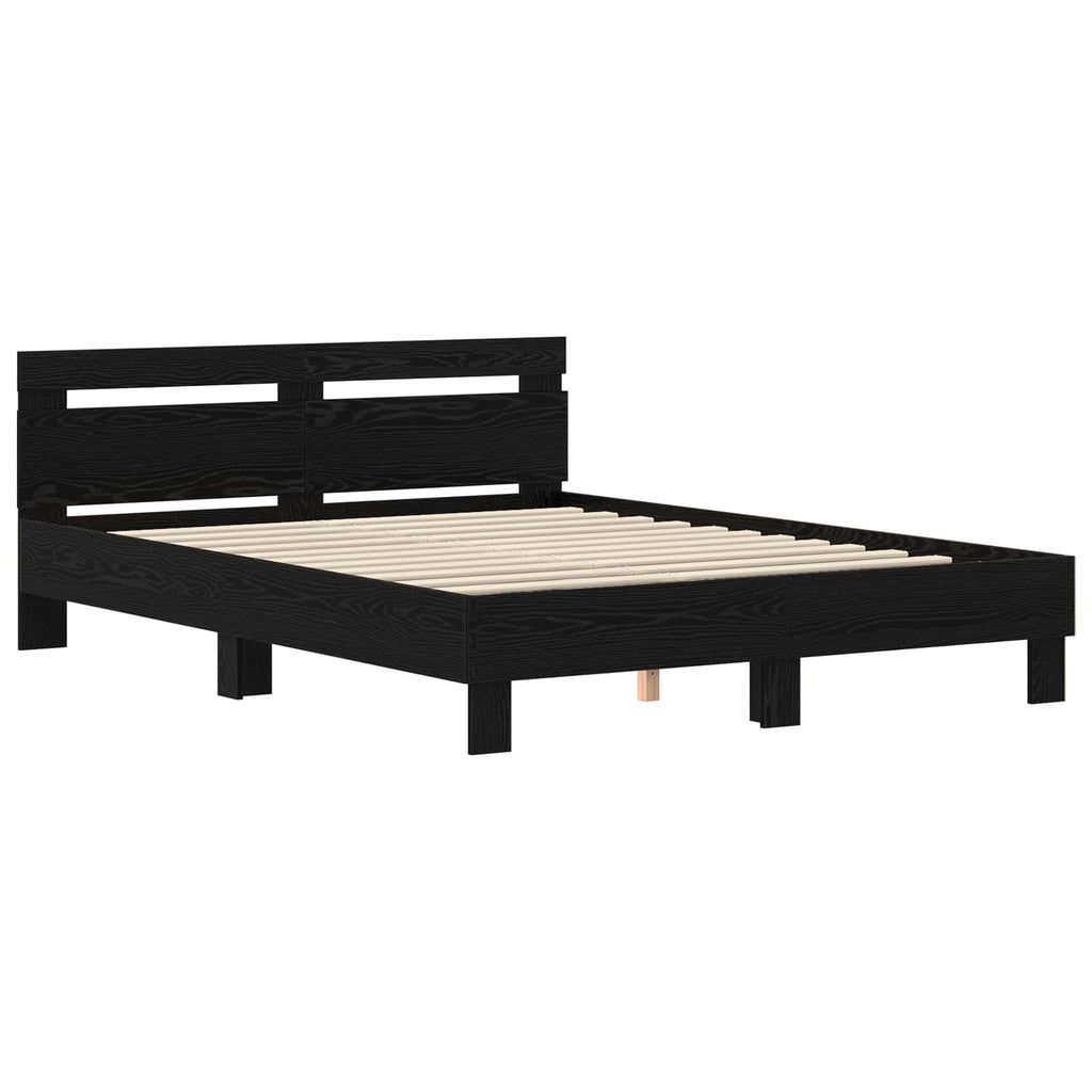 vidaXL Bettrahmen Schwarz Eichen-Optik 160 x 200 cm Holzwerkstoff