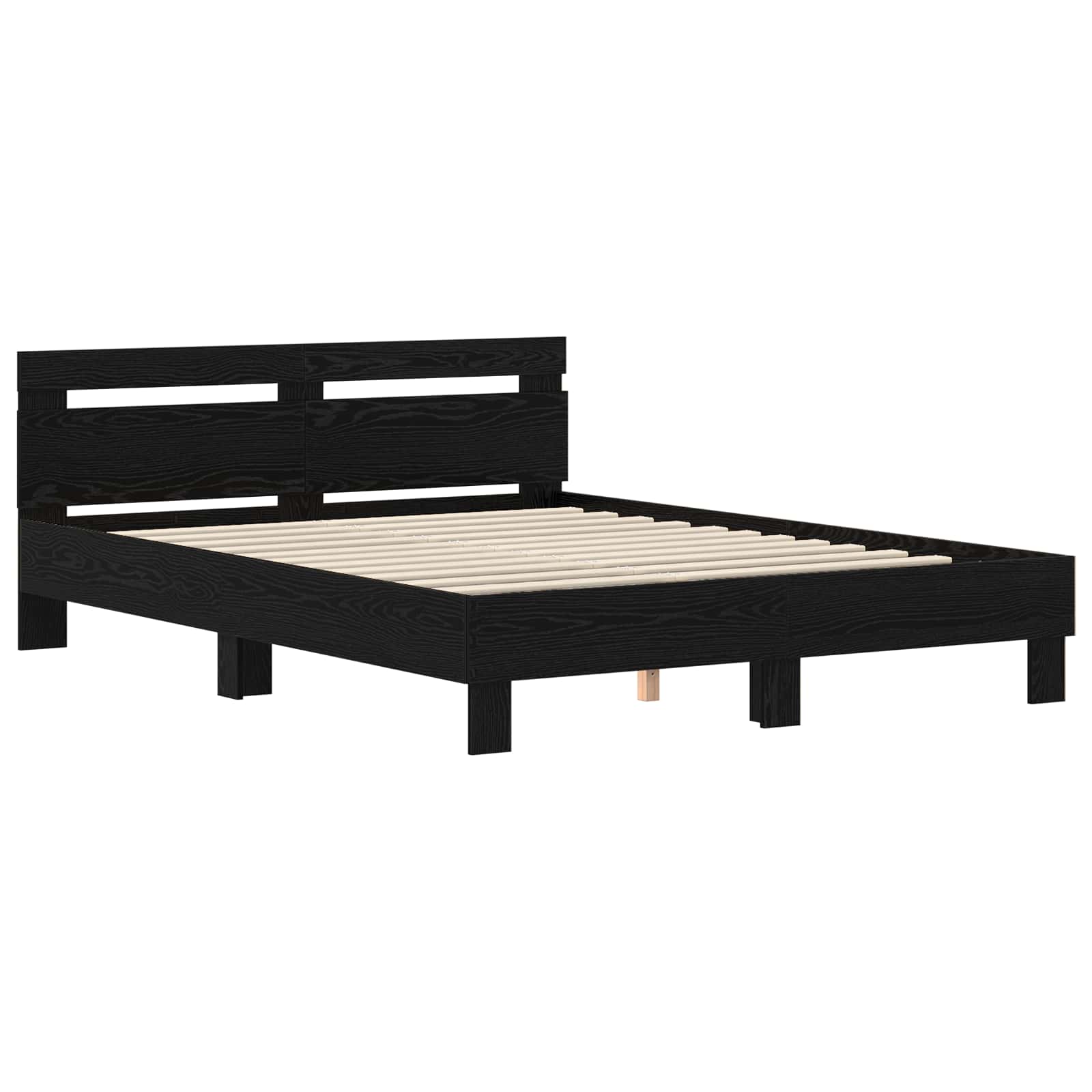 vidaXL Bettrahmen Schwarz Eichen-Optik 160 x 200 cm Holzwerkstoff