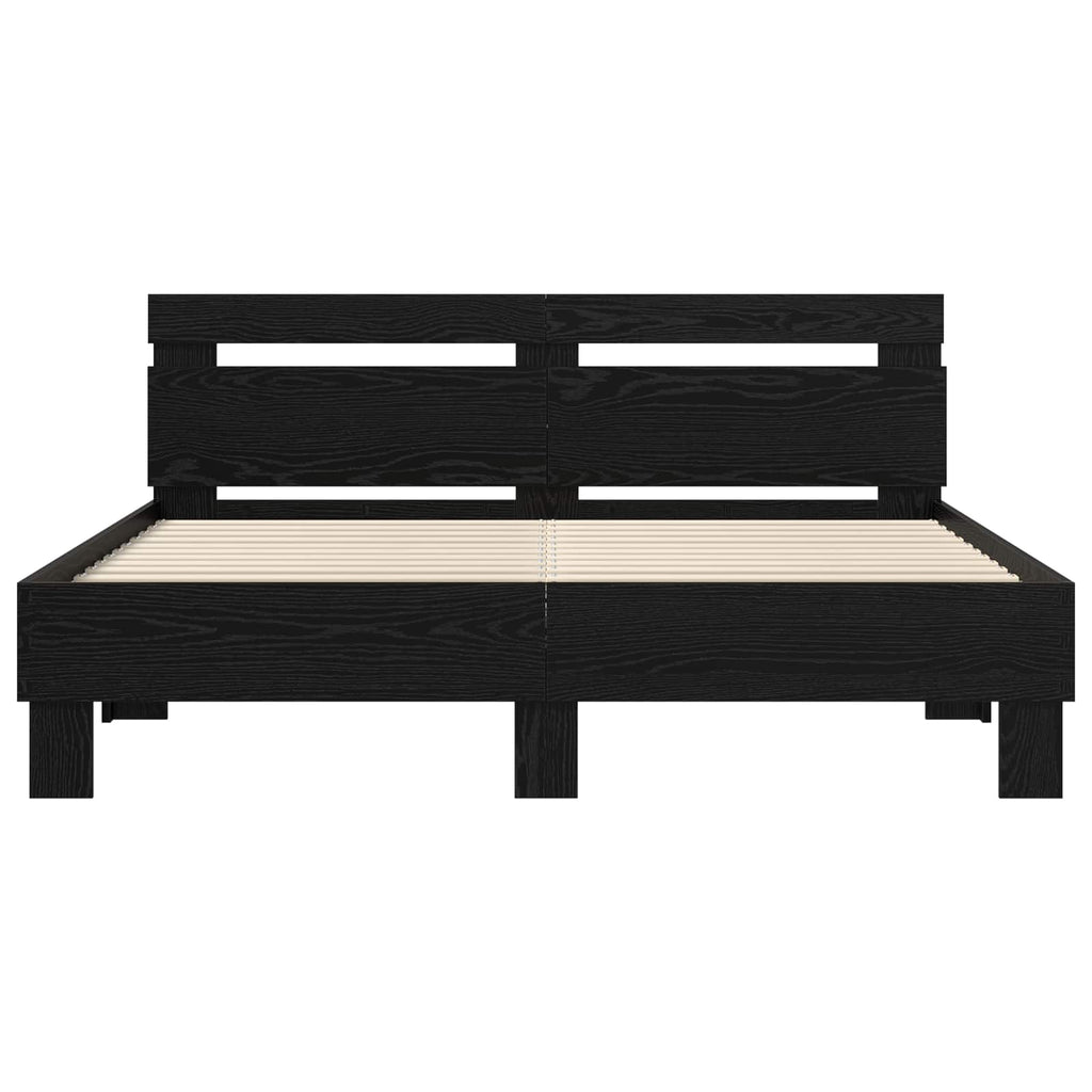 vidaXL Bettrahmen Schwarz Eichen-Optik 160 x 200 cm Holzwerkstoff