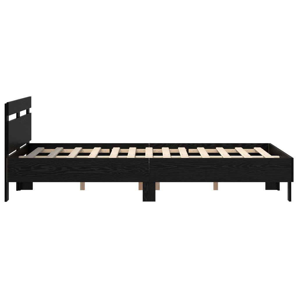 vidaXL Bettrahmen Schwarz Eichen-Optik 160 x 200 cm Holzwerkstoff