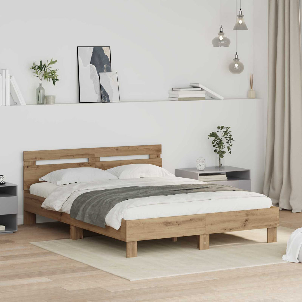 vidaXL Bettrahmen Artisan-Eiche 160 x 200 cm Holzwerkstoff