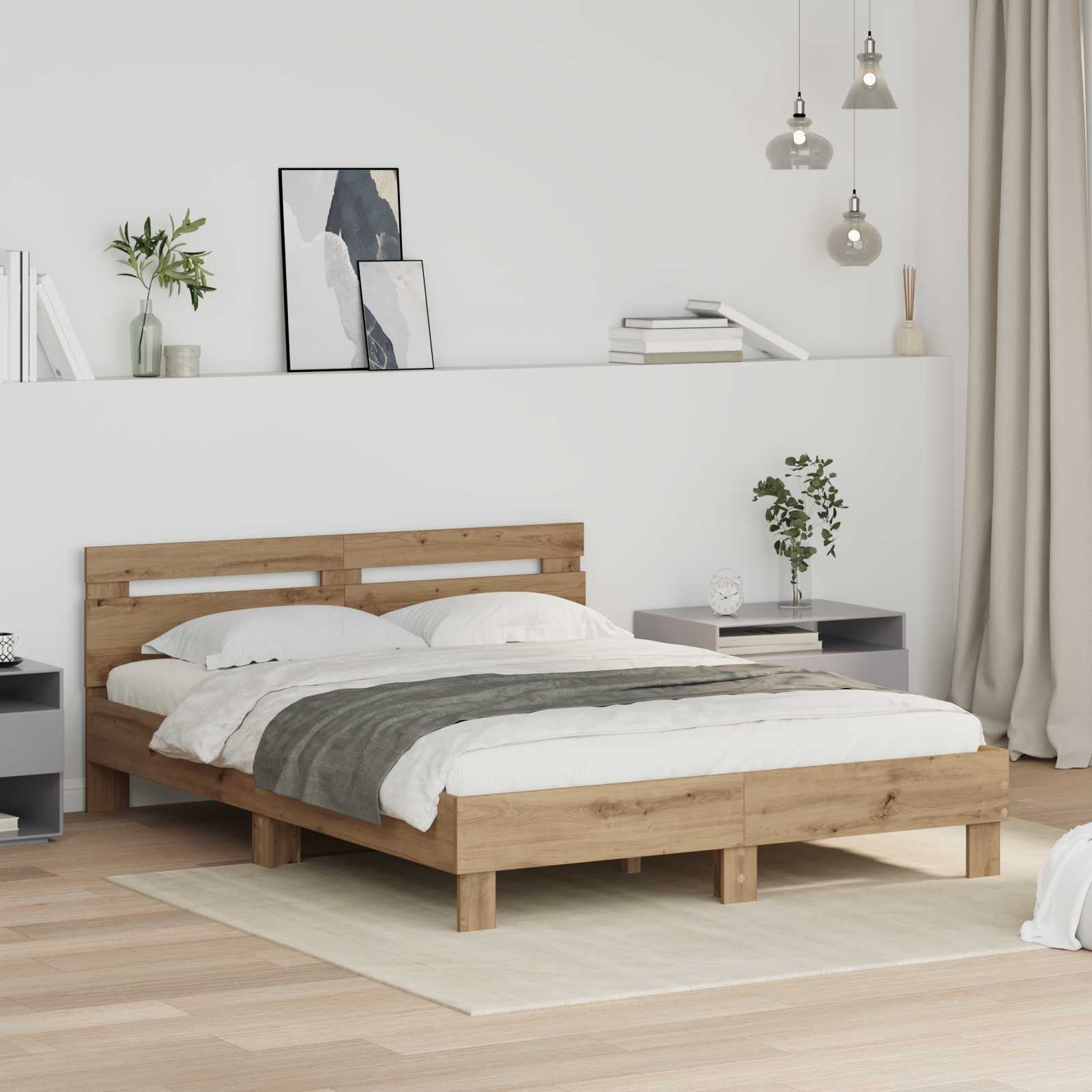 vidaXL Bettrahmen Artisan-Eiche 160 x 200 cm Holzwerkstoff