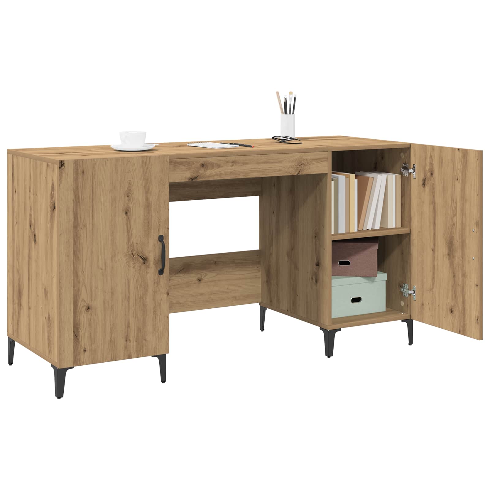 vidaXL Schreibtisch Kunsthandwerk Eiche 140 x 50 x 75 cm Holzwerkstoff
