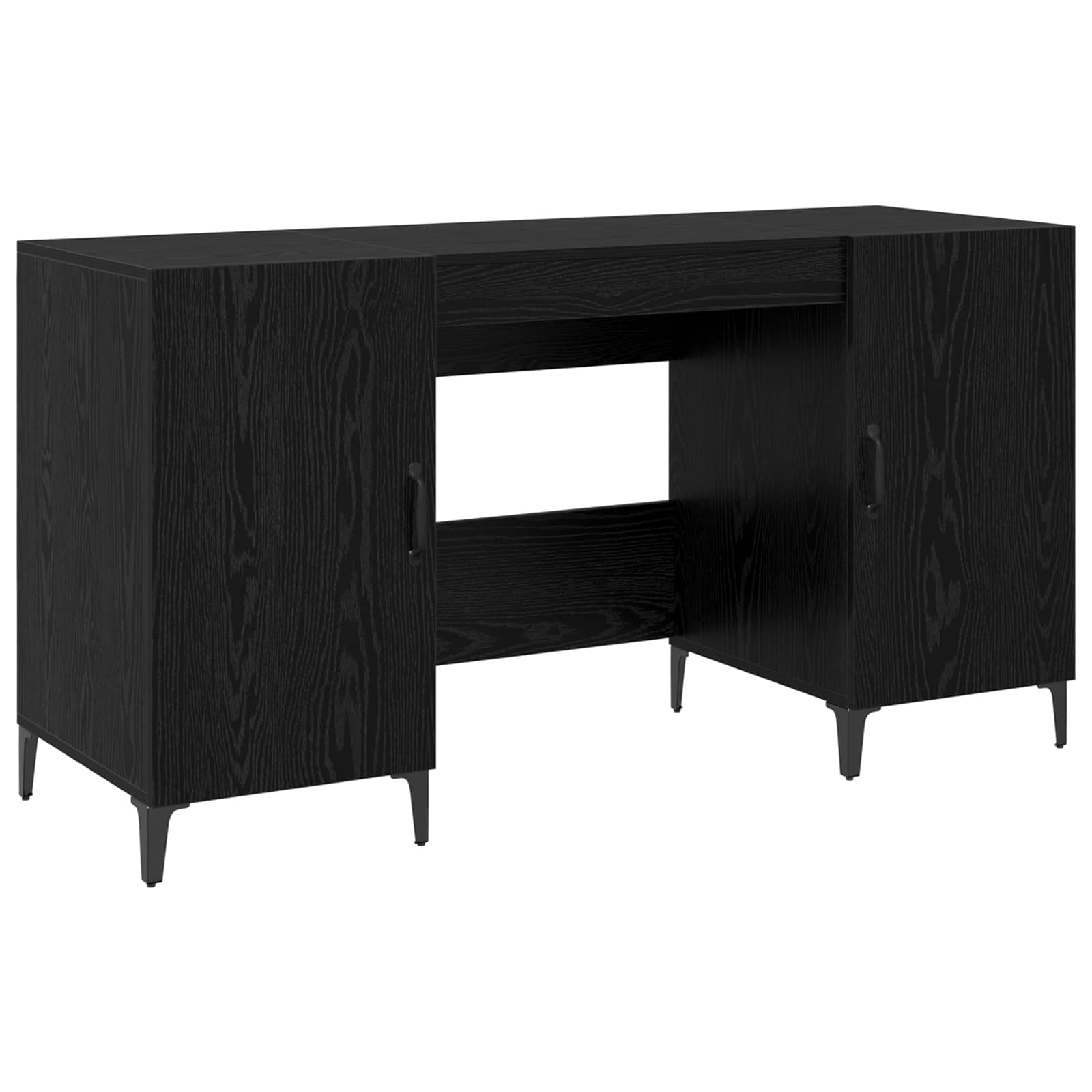 vidaXL Schreibtisch mit Speicher Schwarz Eichen-Optik 140 x 50 x 75 cm