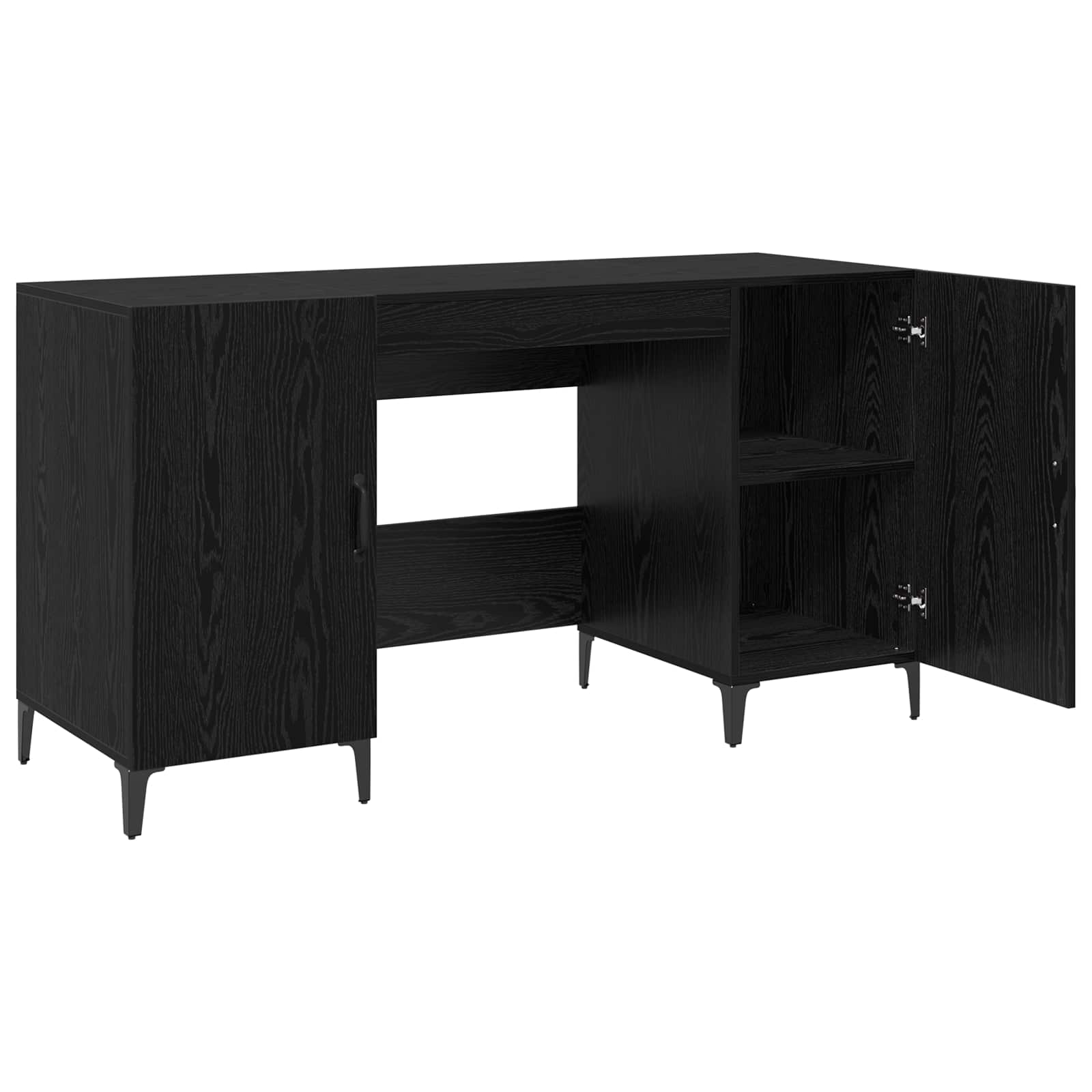 vidaXL Schreibtisch mit Speicher Schwarz Eichen-Optik 140 x 50 x 75 cm