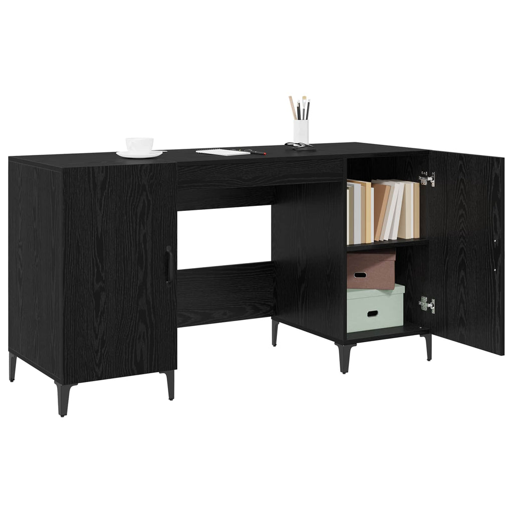 vidaXL Schreibtisch mit Speicher Schwarz Eichen-Optik 140 x 50 x 75 cm