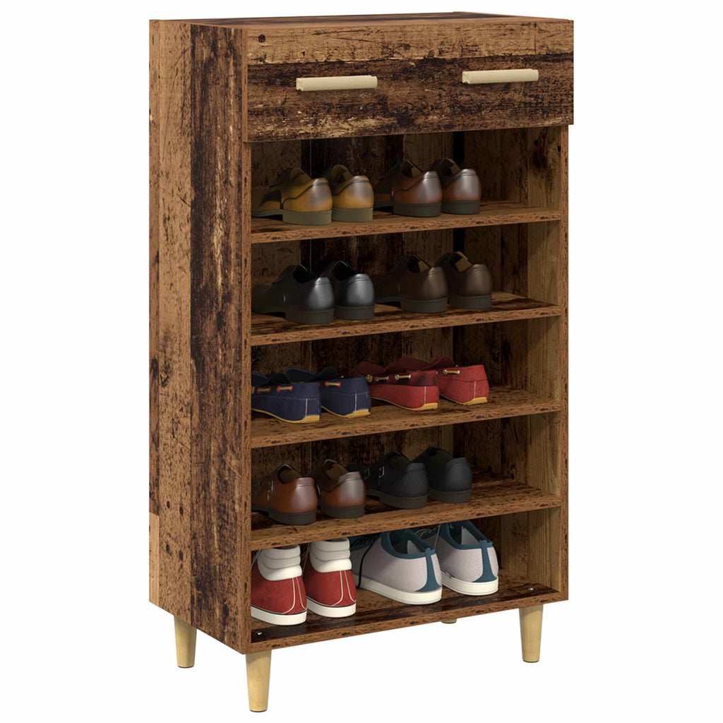 vidaXL Schuhschrank mit Regal Altholz 60 x 35 x 105 cm Holzwerkstoff