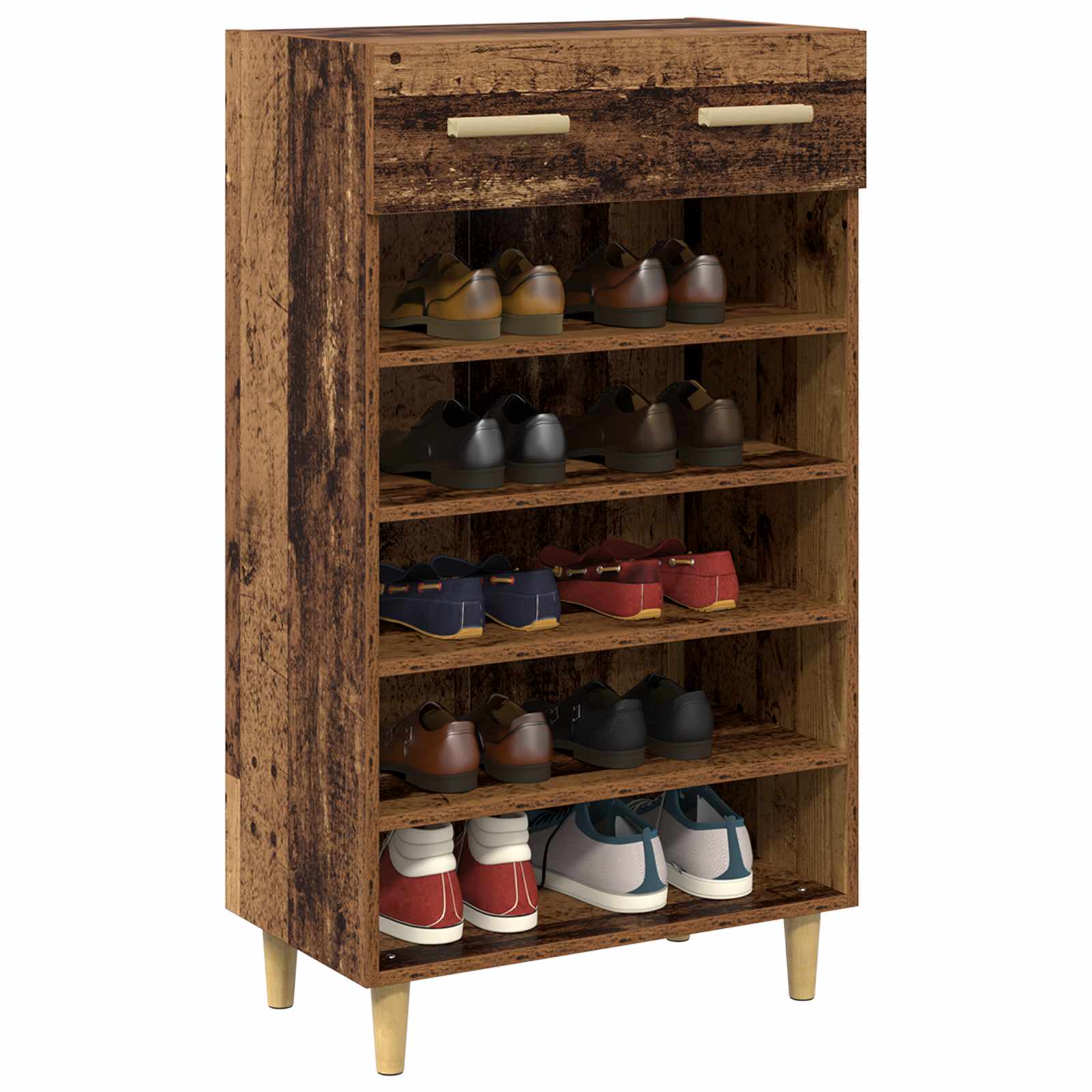 vidaXL Schuhschrank mit Regal Altholz 60 x 35 x 105 cm Holzwerkstoff