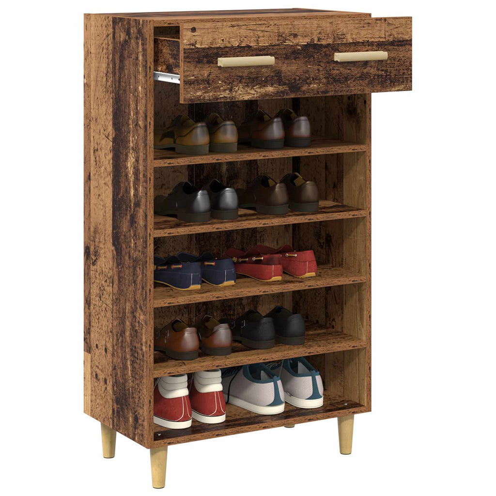 vidaXL Schuhschrank mit Regal Altholz 60 x 35 x 105 cm Holzwerkstoff