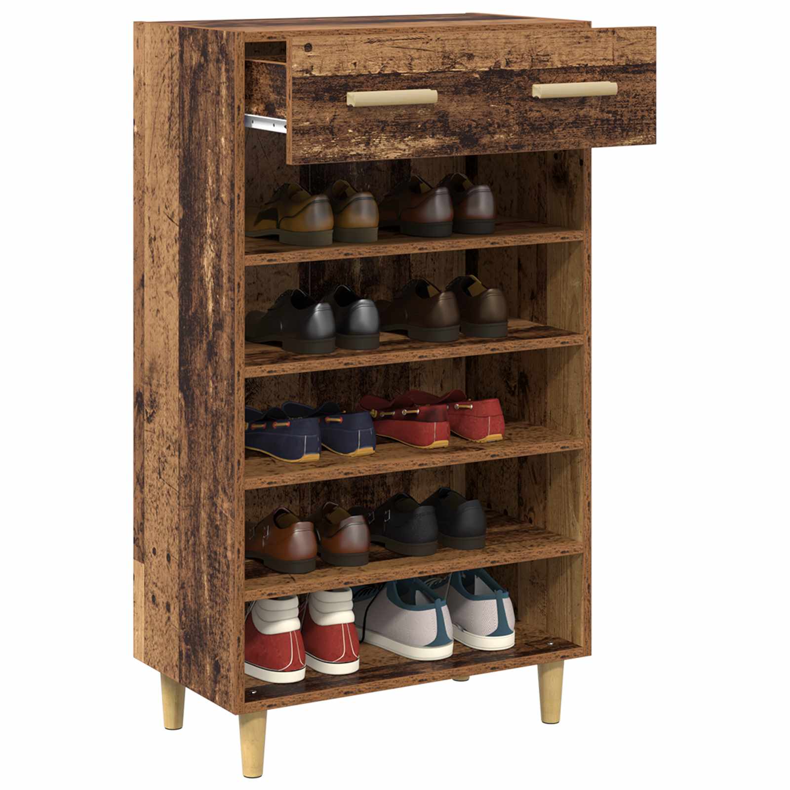 vidaXL Schuhschrank mit Regal Altholz 60 x 35 x 105 cm Holzwerkstoff