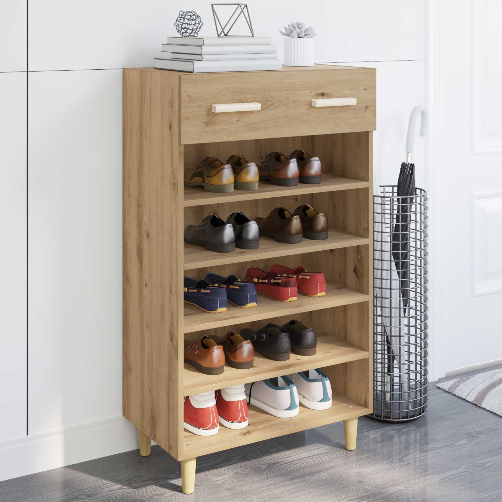 vidaXL Schuhschrank Kunsthandwerk Eiche 60 x 35 x 105 cm Holzwerkstoff