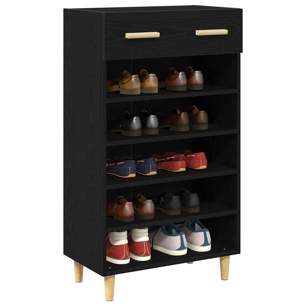 vidaXL Schuhschrank mit Regal Schwarz Eichen-Optik 60 x 35 x 105 cm
