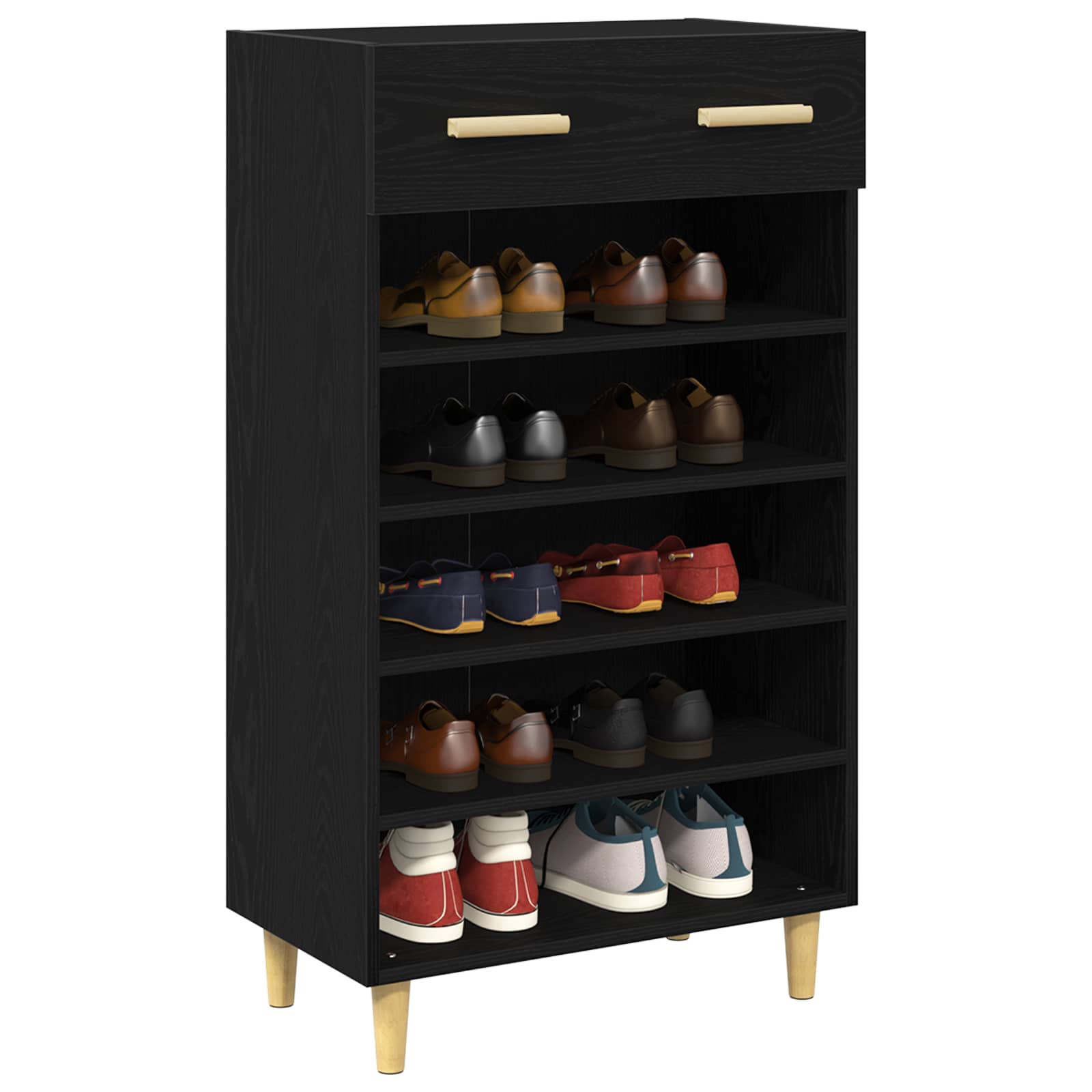 vidaXL Schuhschrank mit Regal Schwarz Eichen-Optik 60 x 35 x 105 cm