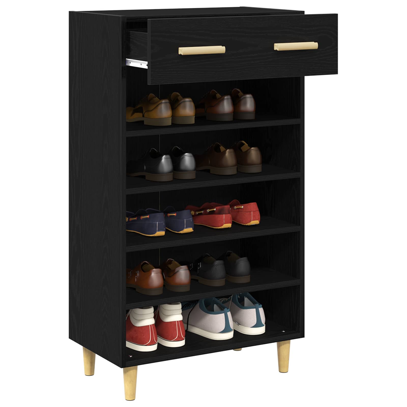 vidaXL Schuhschrank mit Regal Schwarz Eichen-Optik 60 x 35 x 105 cm