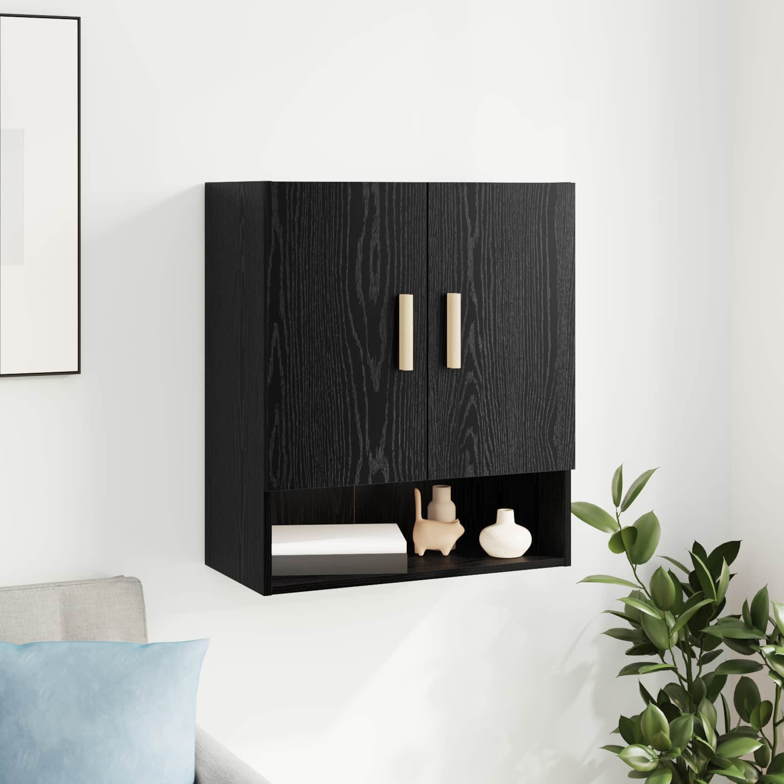 vidaXL Wandschrank Schwarz Eichen-Optik 60 x 31 x 70 cm Holzwerkstoff